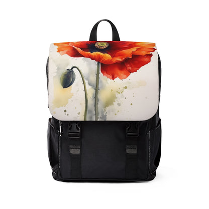 Stunning Poppy Flower Watercolor Unisex Casual Shoulder Backpack: A Blossoming Experience