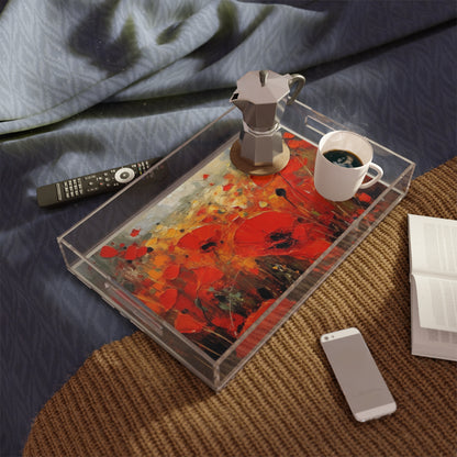 Whimsical Poppy Art on Acrylic Serving Tray