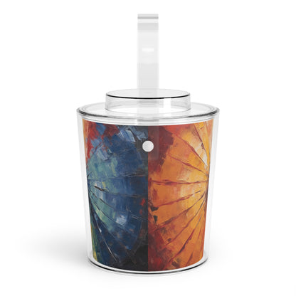 Abstract Art Ice Bucket with Tongs: Japanese Umbrella, A Reflection of Creativity