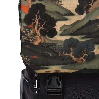 Custom Japanese Tapestry on a Unisex Casual Shoulder Backpack - Unique Artistic Expression