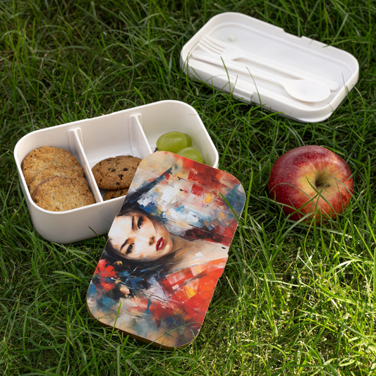 Abstract Geisha Art Bento Box: Captivating Brushstrokes in a Japanese Aesthetic