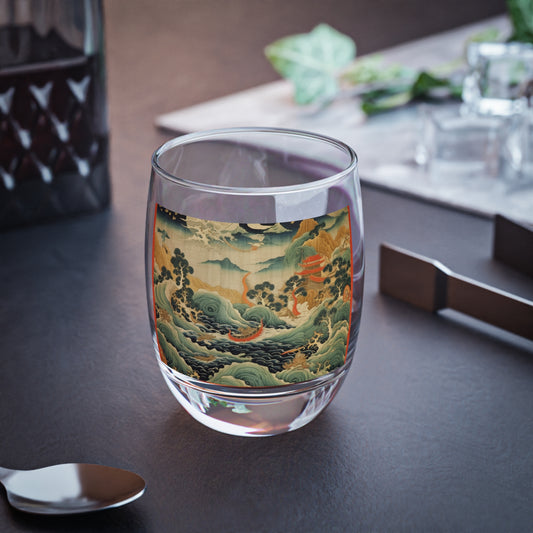 Harmony of the Elements: Japanese Tapestry-Inspired Whiskey Glass