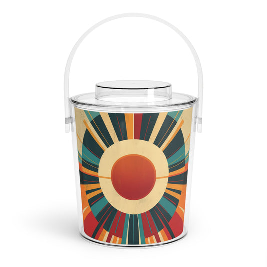 Minimalist Sunshine: Midcentury Modern Sun Ice Bucket with Tongs