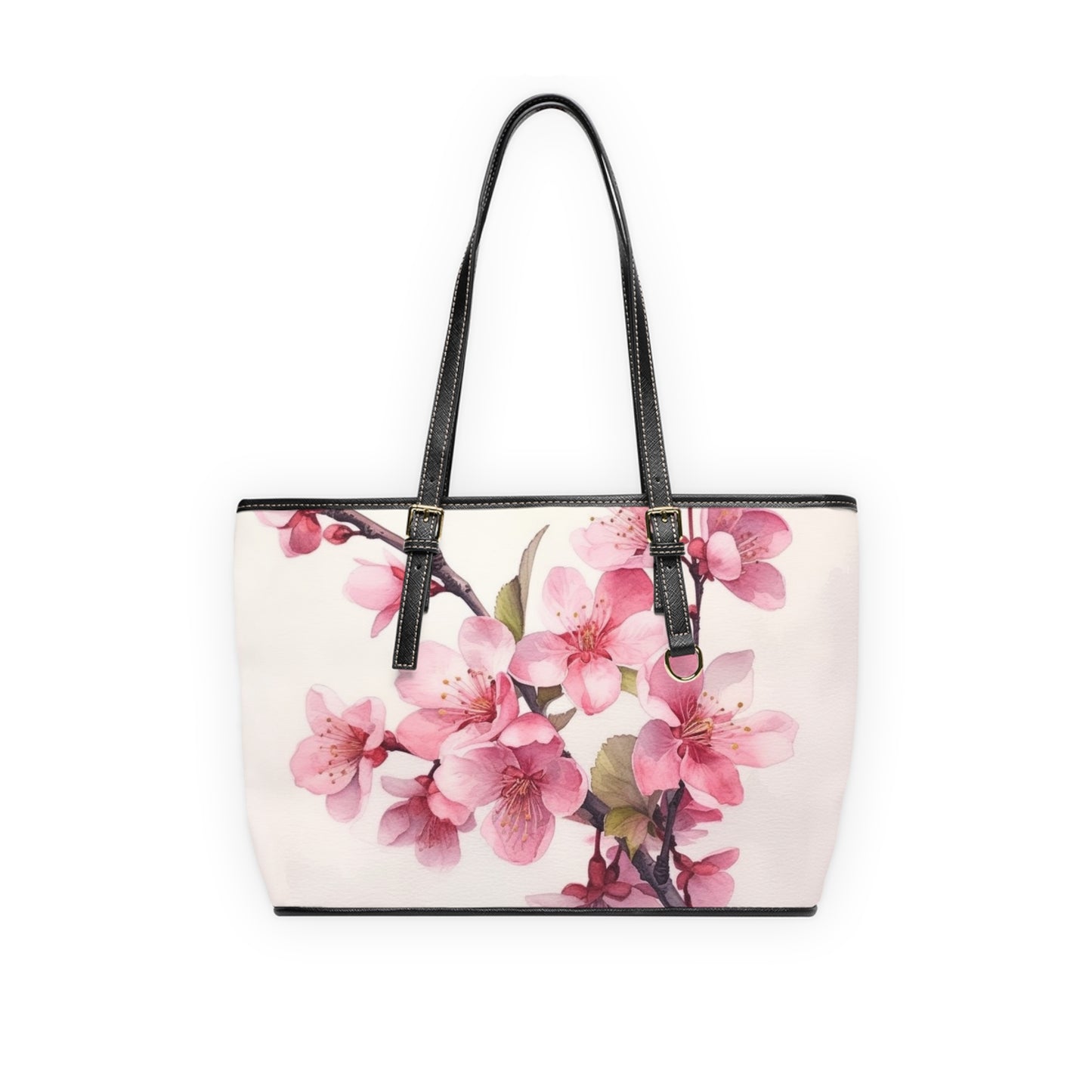 Artistic Flourish: Floral Watercolor Cherry Blossom PU Leather Shoulder Bag