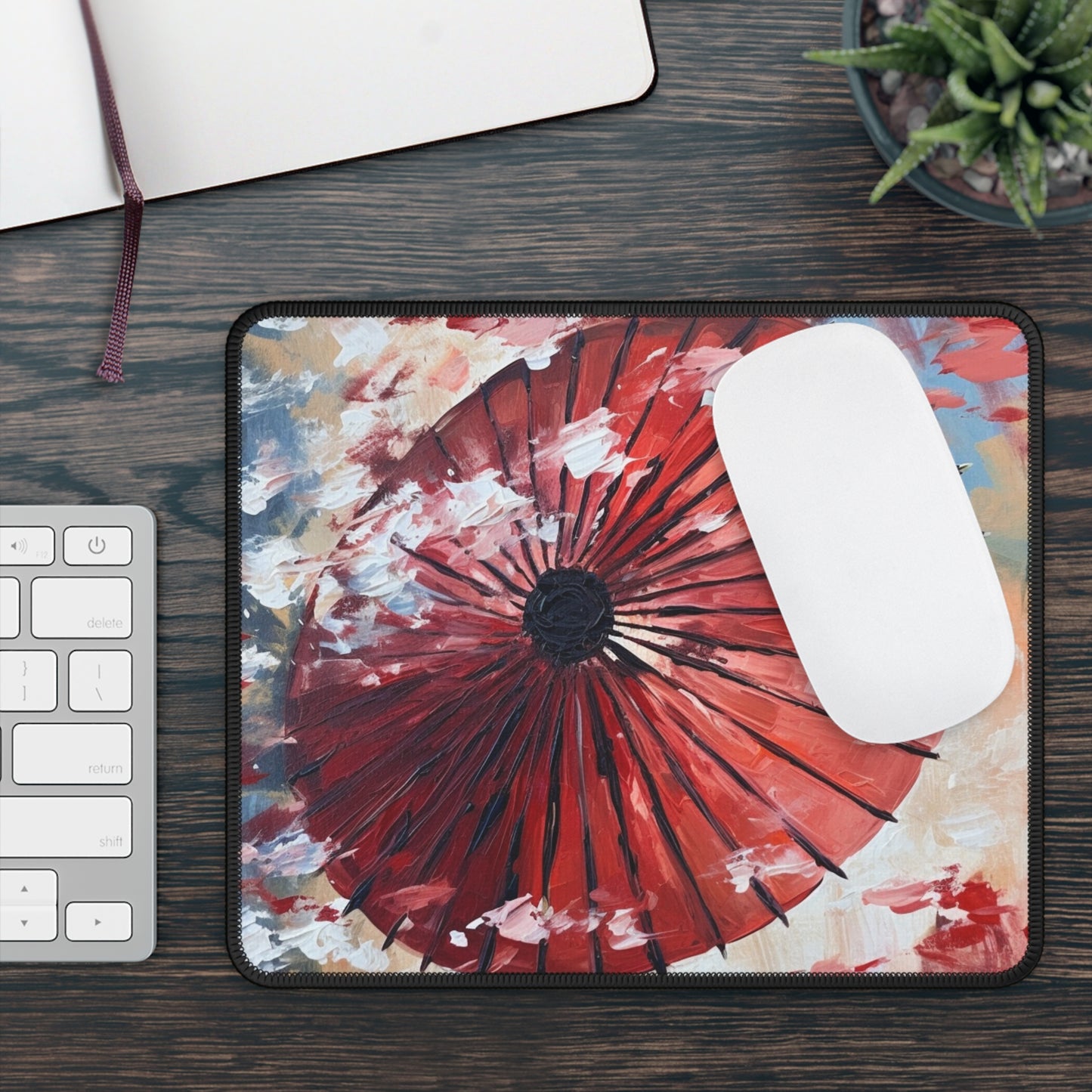 Abstract Japanese Umbrella Painting Gaming Mouse Pad: Unleashing Artistic Beauty