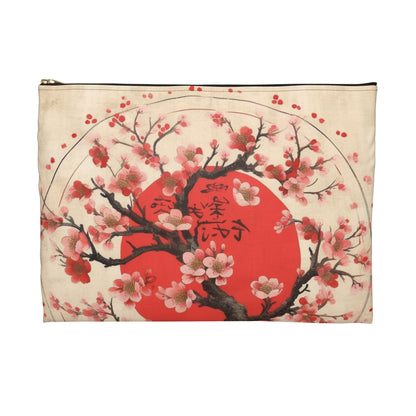 Nature's Brushstrokes: Accessory Pouch Featuring Captivating Cherry Blossom Drawings