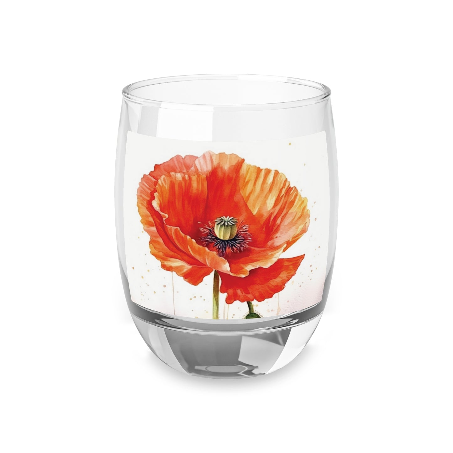 Watercolor Poppy Garden Whiskey Glass: Unleash the Beauty of Nature