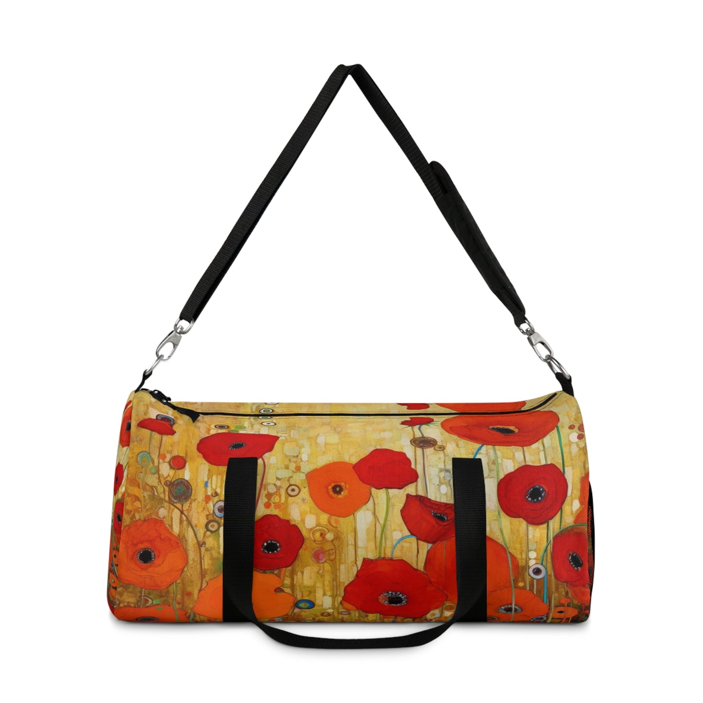 Floral Symphony: Duffel Bag showcasing Gustav Klimt's Poppies in Art Nouveau