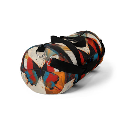 Bauhaus-Inspired Butterfly Symphony: Duffel Bag  with Vibrant Colors and Intricate Details