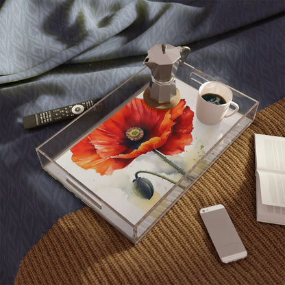 Stunning Poppy Flower Watercolor Acrylic Serving Tray: A Blossoming Experience