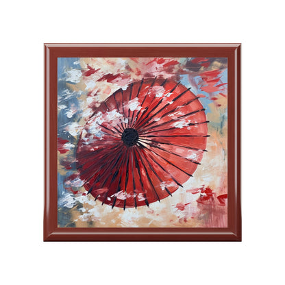 Abstract Japanese Umbrella Painting Jewelry Box: Unleashing Artistic Beauty