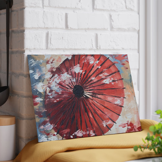 Abstract Japanese Umbrella Painting Glass Cutting Board : Unleashing Artistic Beauty