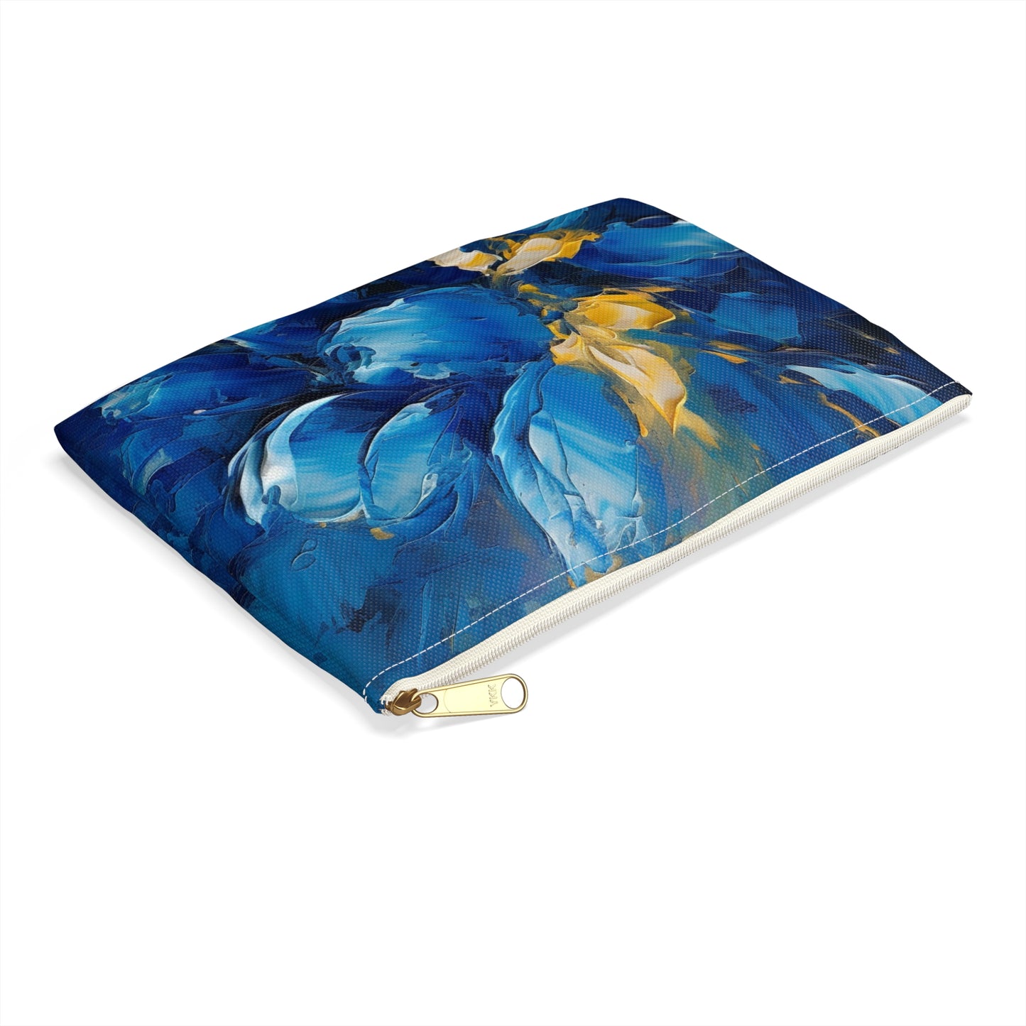 Abstract Wallpaper Accessory Pouch: Immersive Floral Beauty with Blue Orchid Motif
