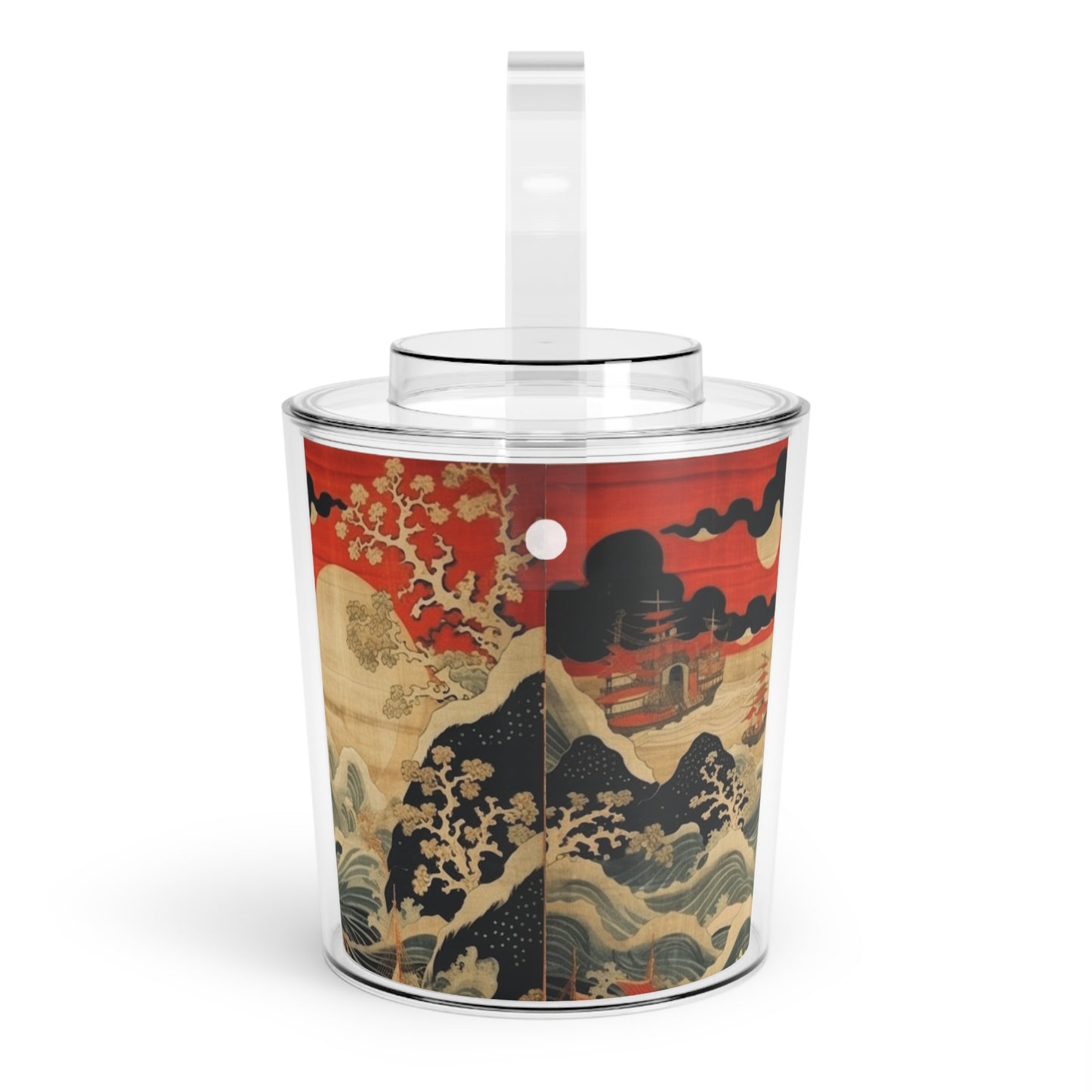 Artistic Fusion - Where Japanese Tapestry Meets the Perfect Ice Bucket with Tongs