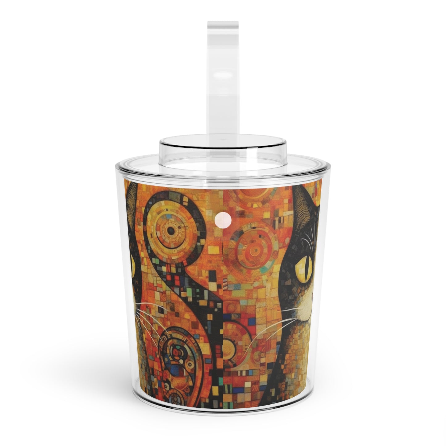 Symbolic Elegance: Gustav Klimt-Inspired Ice Bucket with Tongs