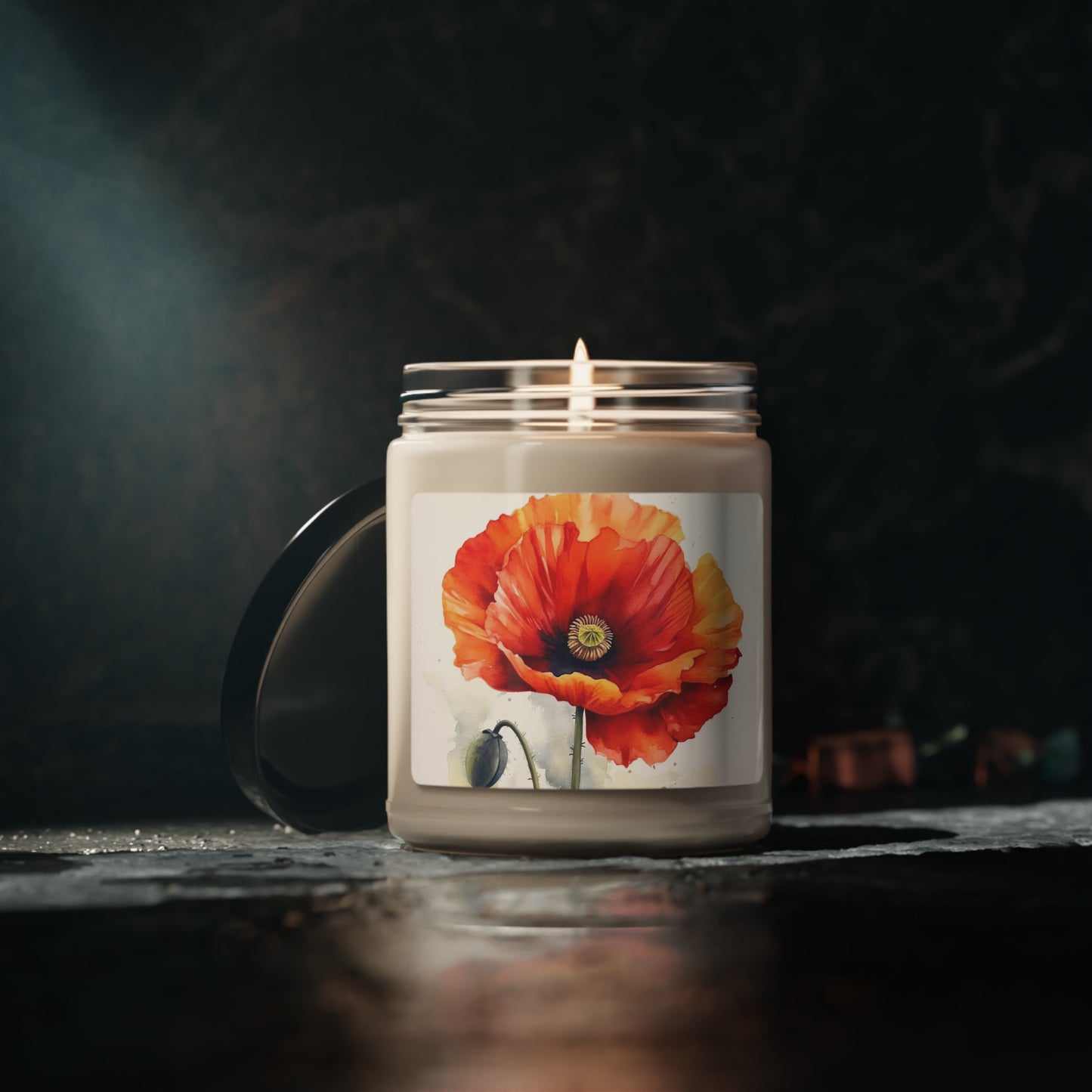 Stunning Poppy Flower Watercolor Scented Soy Candle: A Blossoming Experience