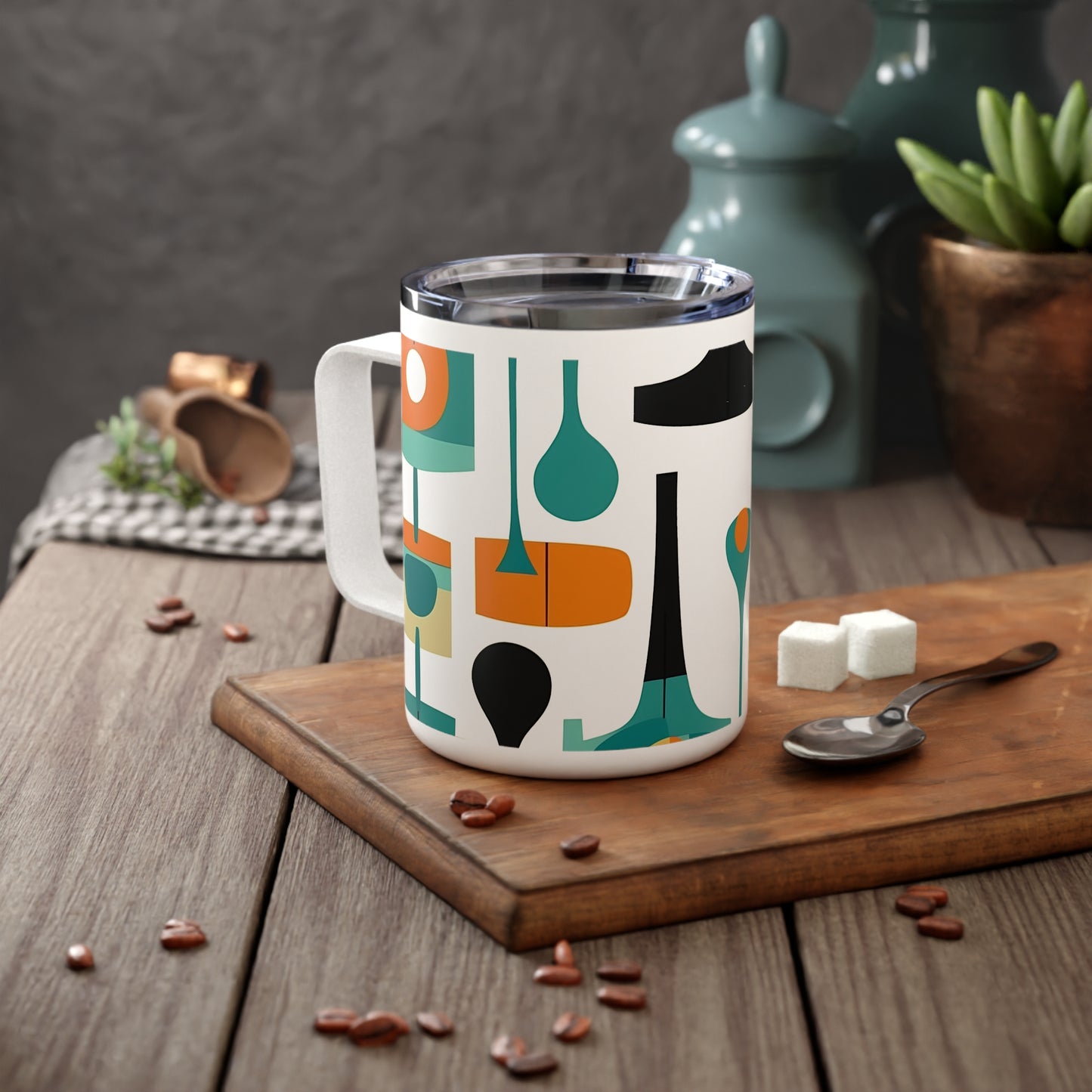 Atomic Elegance: Midcentury Modern Mug with Abstract Art