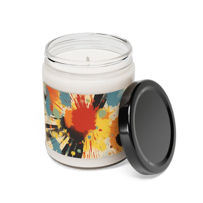 Silkscreen Serenade: Colorful Patchwork Scented Soy Candle