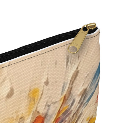 Poppy Symphony: Accessory Pouch with Abstract Floral Artwork