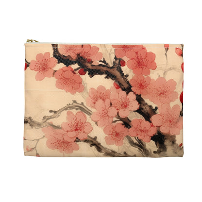 Floral Fusion: Accessory Pouch Merging Cherry Blossom Beauty and Artistic Flower Drawings