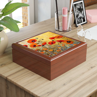 Elevate Your Sip: Jewelry Box Adorned with Gustav Klimt's Poppies