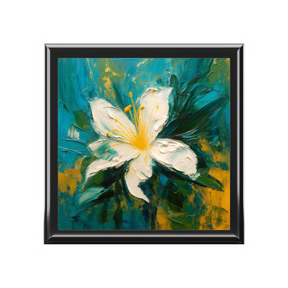 Floral Symphony: Jewelry Box featuring an Abstract Oil Painting of Jasmine