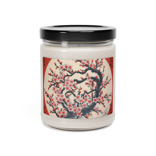 Enchanting Petal Symphony: Scented Soy Candle Celebrating Cherry Blossom Tree Drawings