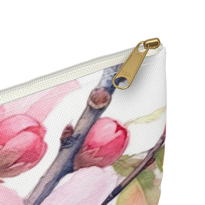 Whimsical Delight: Watercolor Cherry Blossom Tree Accessory Pouch