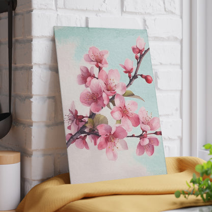 Artistic Flourish: Floral Watercolor Cherry Blossom Glass Cutting Board