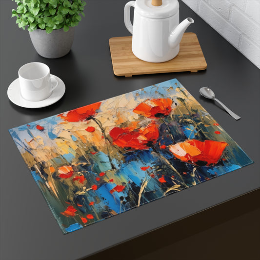 Placemat Paradise: Abstract Poppy Artwork and Flower Drawings