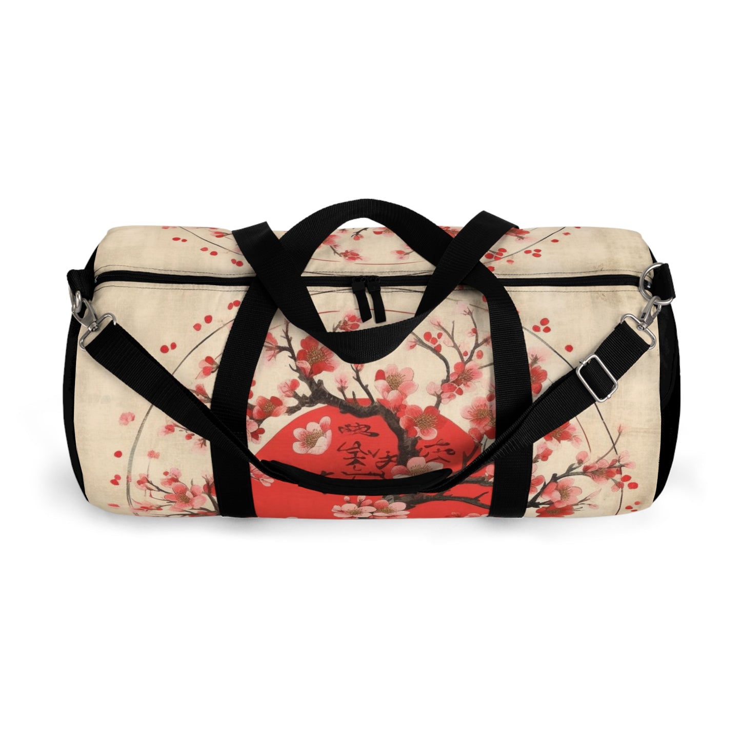 Nature's Brushstrokes: Duffel Bag Featuring Captivating Cherry Blossom Drawings