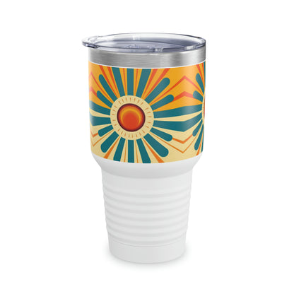 Midcentury Sunburst: Ringneck Tumbler with Radiant Sunbeam Design