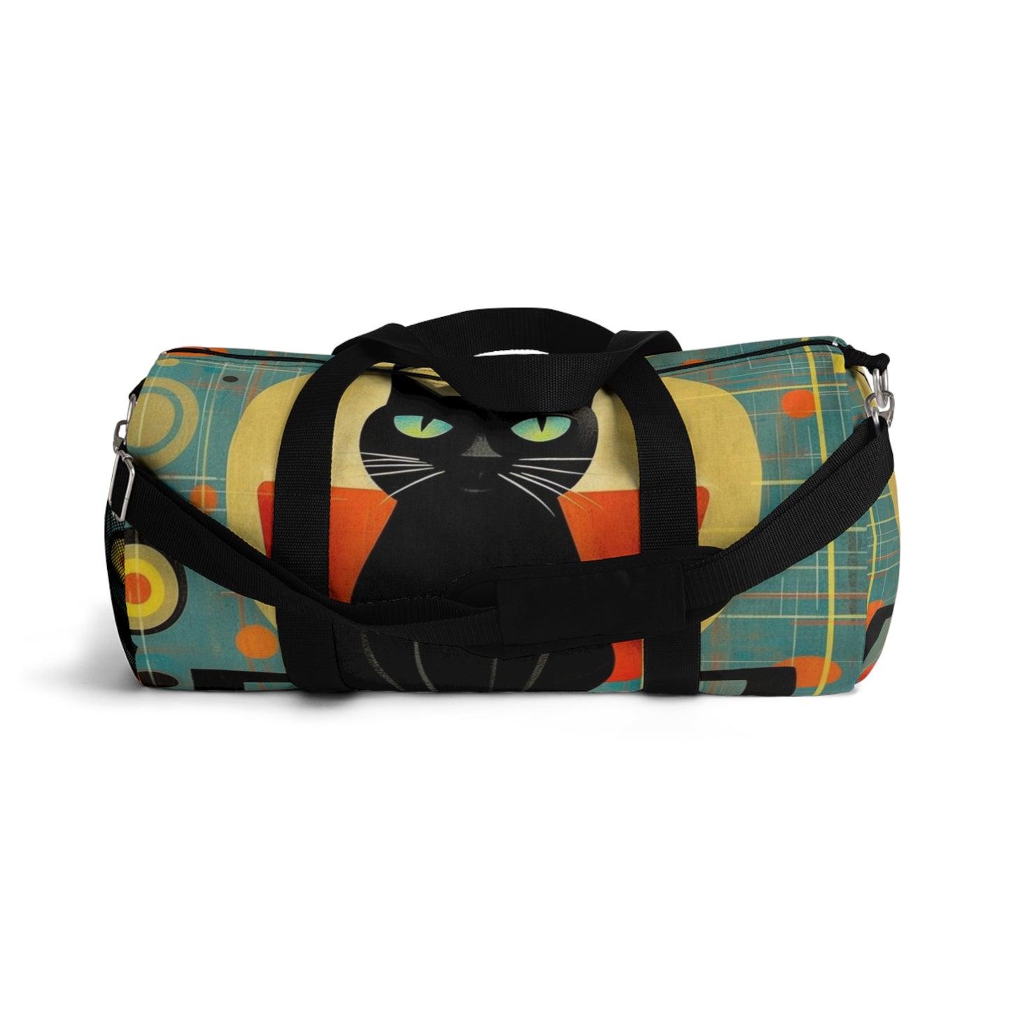 Abstract Cat Expressions: Modern Art-Inspired Midcentury Modern Duffel bag with Timeless Atomic Age Design