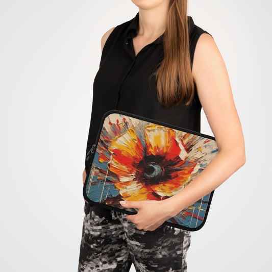 Poppy Symphony: Laptop Sleeve with Abstract Floral Artwork