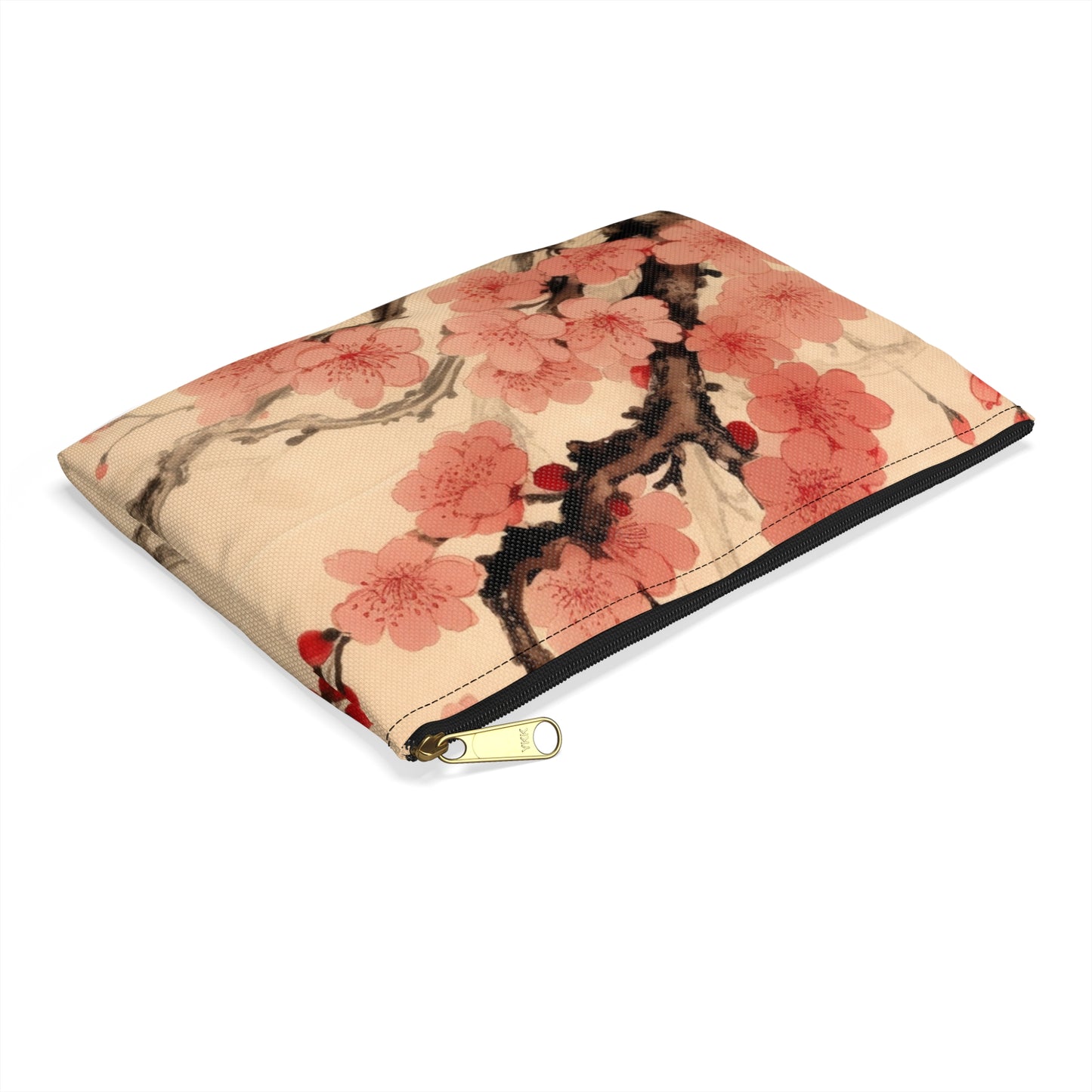 Floral Fusion: Accessory Pouch Merging Cherry Blossom Beauty and Artistic Flower Drawings