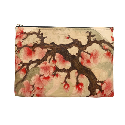 Whimsical Blossom Dreams: Accessory Pouch with Delightful Flower Drawings and Cherry Blossoms