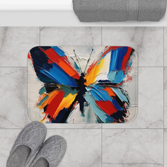 Abstract Bathmat for Art Lovers: Butterfly-Inspired Delight