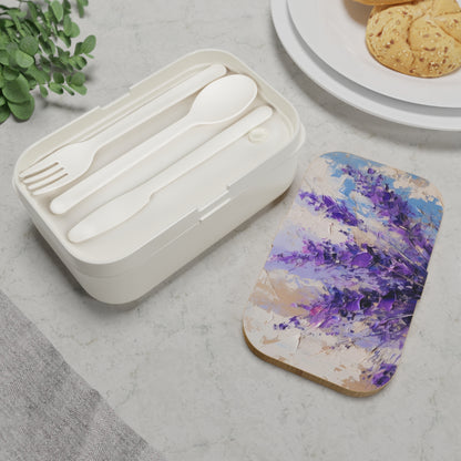 Vibrant Lavender Art on Bento Box: A Floral Delight for Your Senses