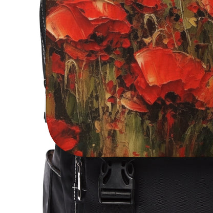 Abstract Poppy Fields: Unisex Casual Shoulder Backpack for Artistic Inspiration