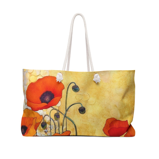 Elevate Your Style: Weekender Bag Adorned with Gustav Klimt's Poppies