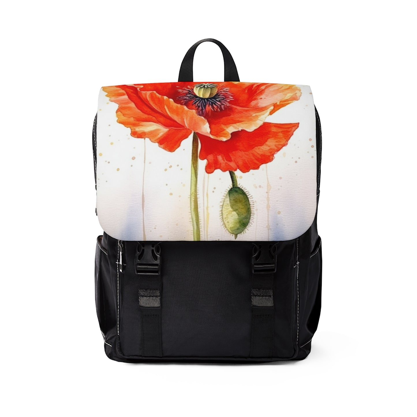 Watercolor Poppy Garden Unisex Casual Shoulder Backpack: Unleash the Beauty of Nature