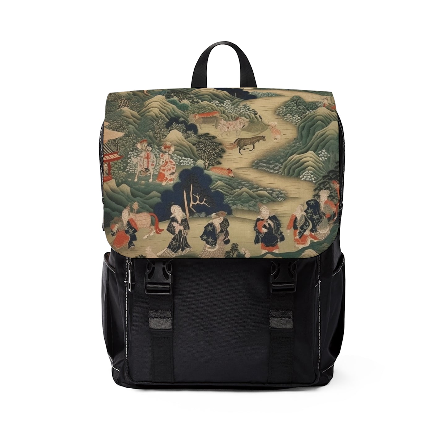 Japanese Tapestry Unisex Casual Shoulder Backpack: Embrace the Artistic Splendor