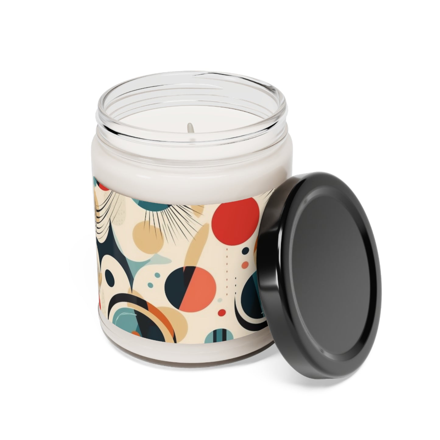 Abstract Elegance: Midcentury Modern Scented Soy Candle with Modern Abstract Art and Vintage Fashion