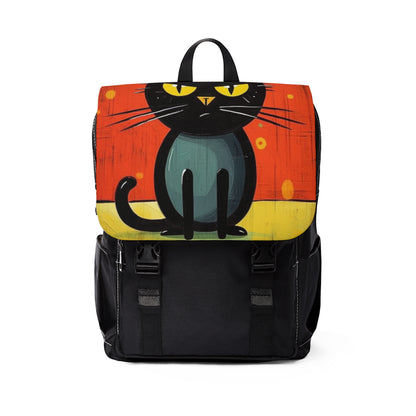 Fashionably Retro Feline: Midcentury Modern Unisex Casual Shoulder Backpack with a Vintage Cat-Inspired Flair