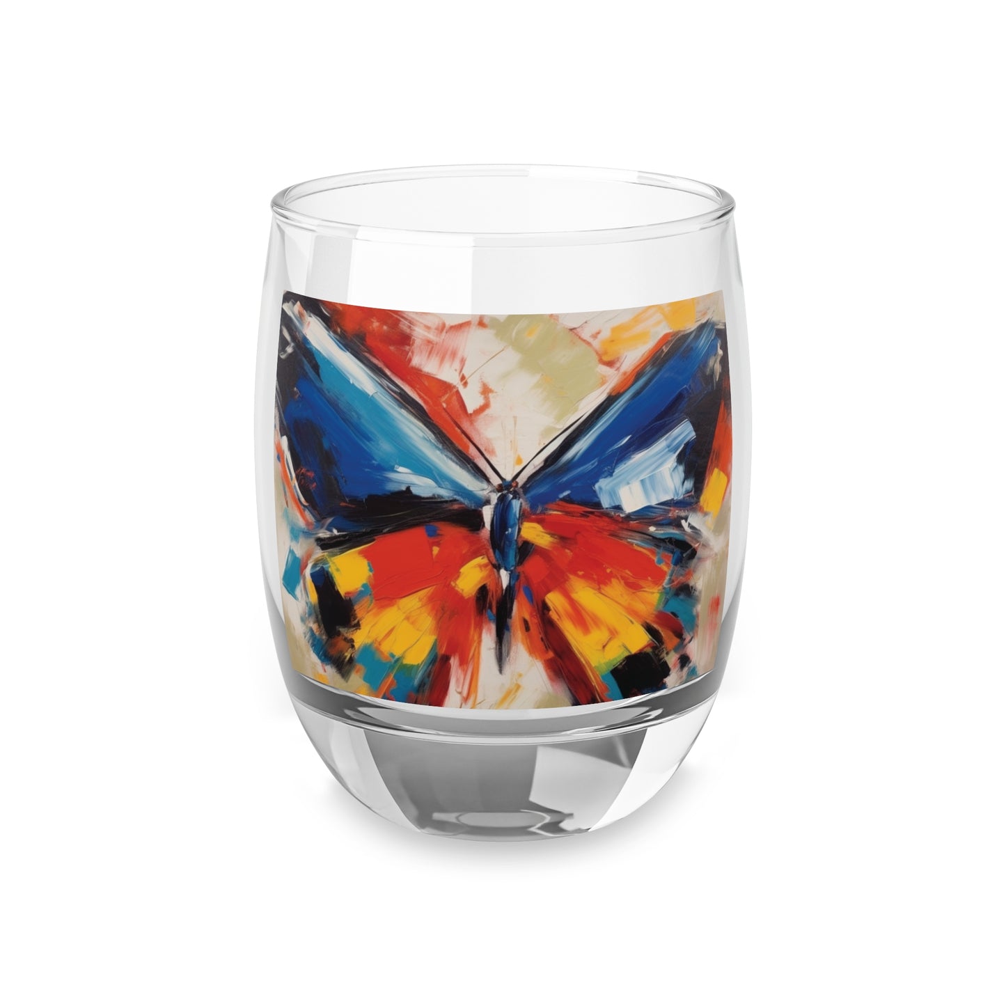 Brush Strokes of Butterfly Splendor: Whiskey Glass for Artistic Inspiration