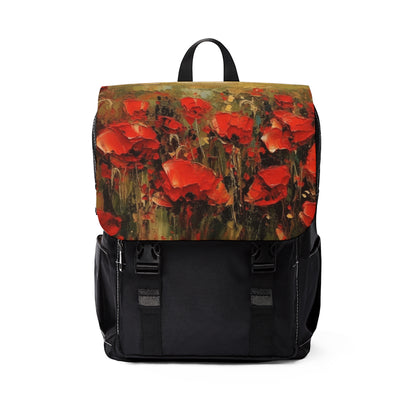 Abstract Poppy Fields: Unisex Casual Shoulder Backpack for Artistic Inspiration