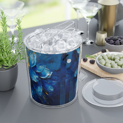 Abstract Wallpaper Ice Bucket with Tongs: Immersive Floral Beauty with Blue Orchid Motif