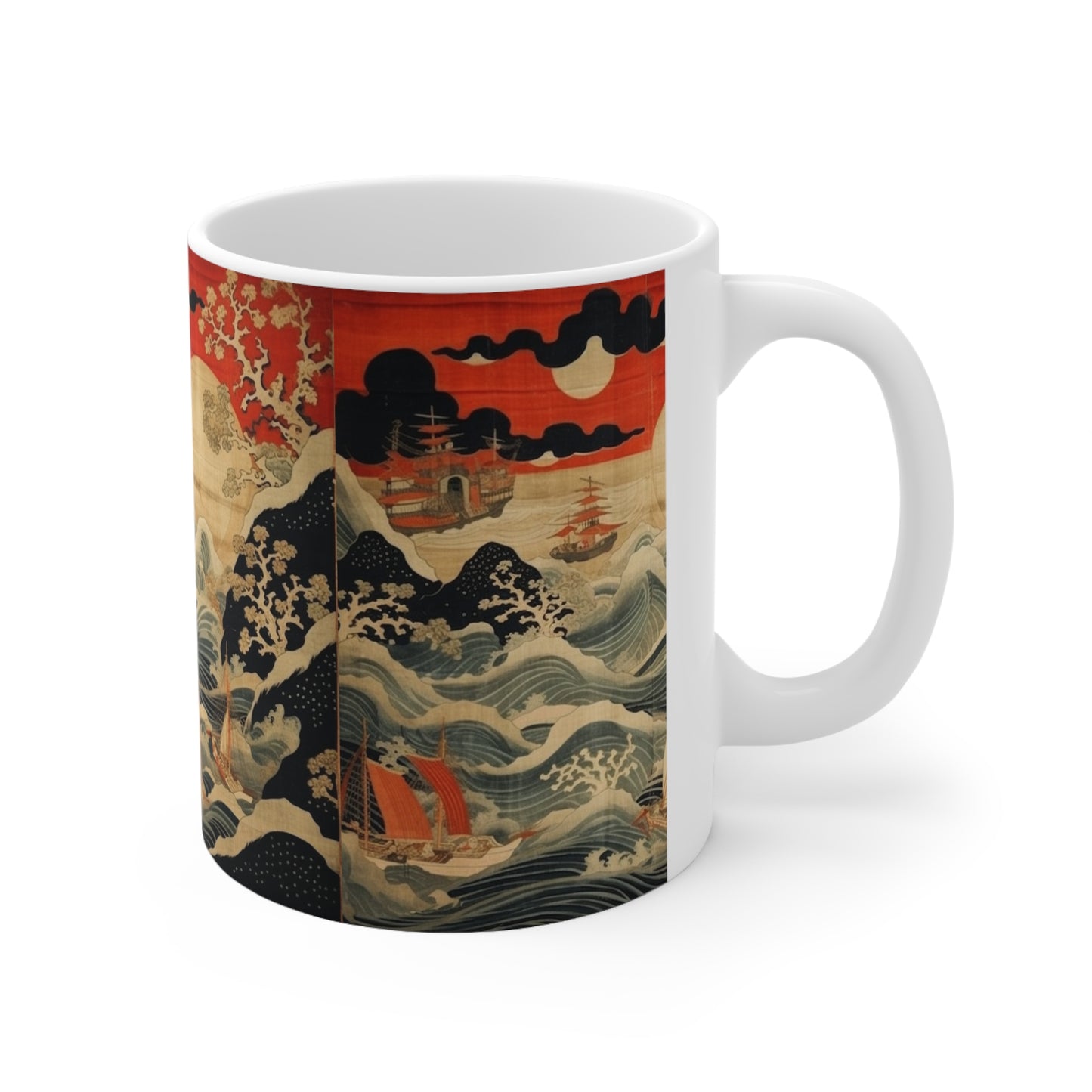 Ceramic Mug: Artistic Fusion - Where Japanese Tapestry Meets the Perfect Coffee Mug