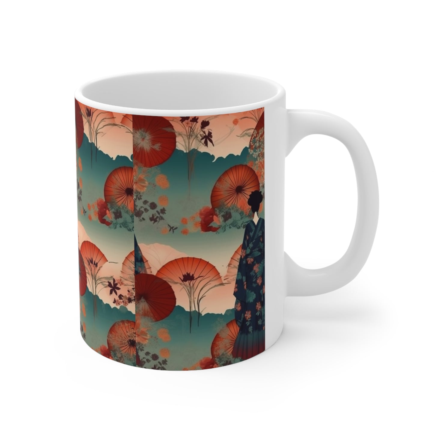 Ceramic Mug: Traditional Kimono Elegance - A Fusion of Culture and Style in Your Hands