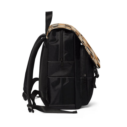 Geometric Simplicity: Unisex Casual Shoulder Backpack with Earthy Tones